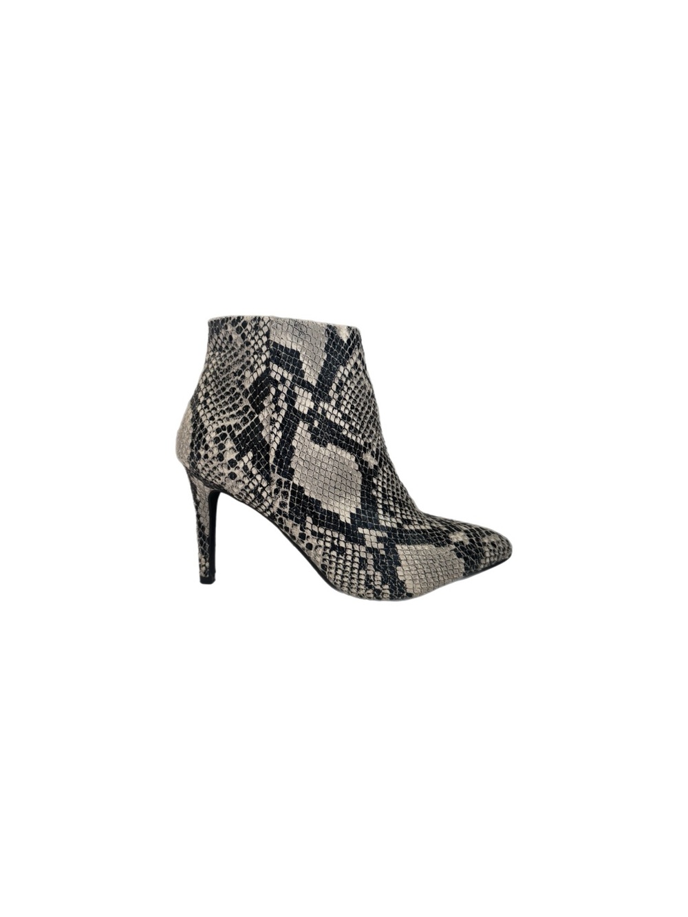 Worthington Black & Grey Faux Snakeskin Stiletto Heel Booties